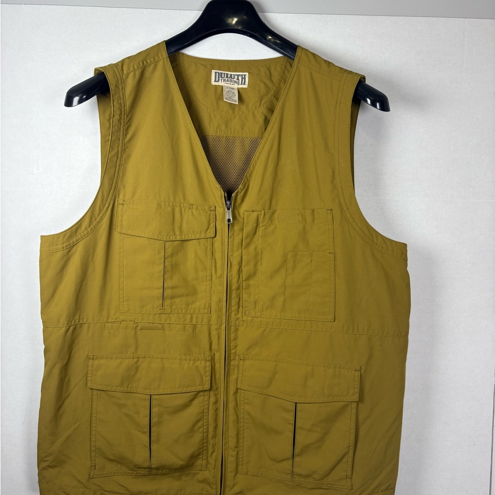 Duluth Trading Co. Men's Utility Vest L Tall Nylon Mesh Outdoor Olive Green